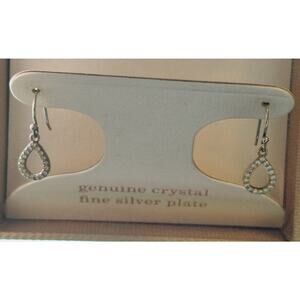 Sparkle Allure Genuine Crystal Silver Plated Tear drop Earrings NEW in BOX!